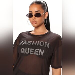Fashion Nova "Fashion Queen" Mesh Top - Black